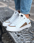 SNEAKERS EXSTRA BIANCO +CAMOSCIO TAUP