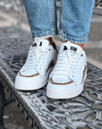 SNEAKERS EXSTRA BIANCO +CAMOSCIO TAUP