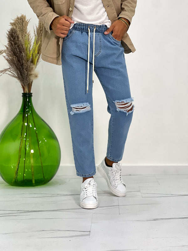 JEANS CON ELASTICO IN VITA 566