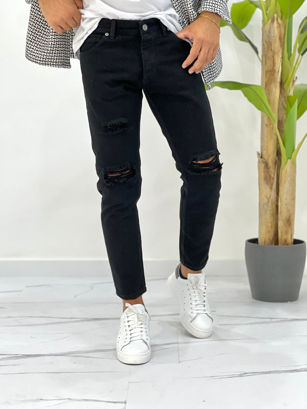 JEANS NERO CON ROTTURE SDL OUTFIT